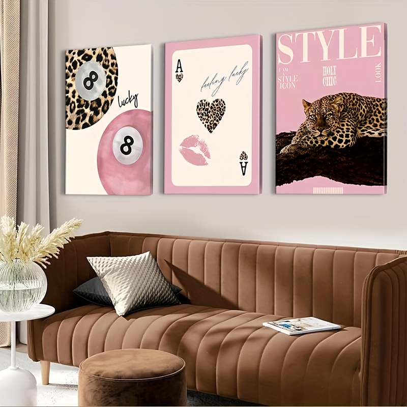 Home Office Youtube - 3-teiliger Leoparden-Geparden-Leinwanddruck, ungerahmt, modern, Nr. 8-Ball