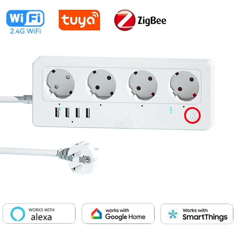 Home Office In Uk - WLAN ZigBee Smart-Steckdosenleiste mit 4 AC-Steckdosen