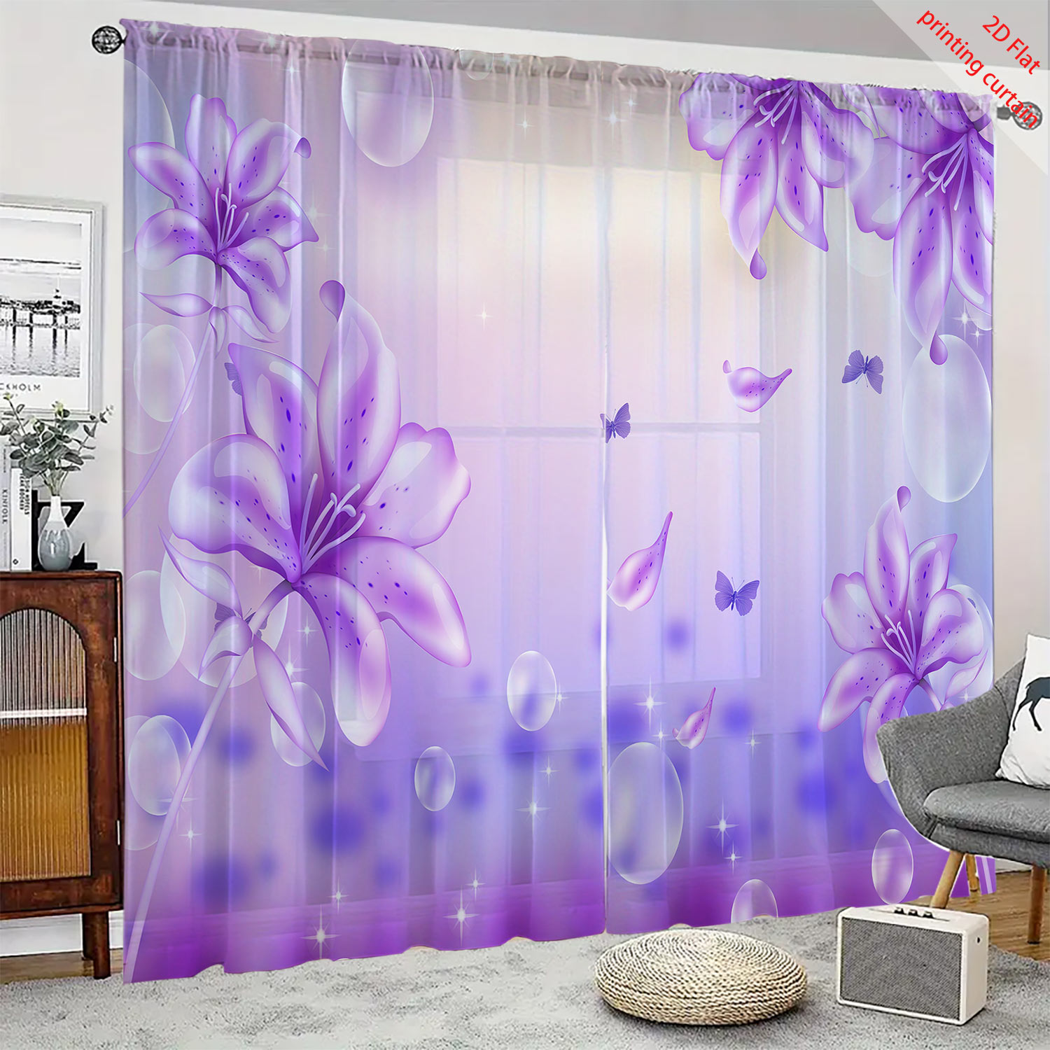Lila Blumen Bedruckter Transpa – Home Office Youtube Bewertung und Preis